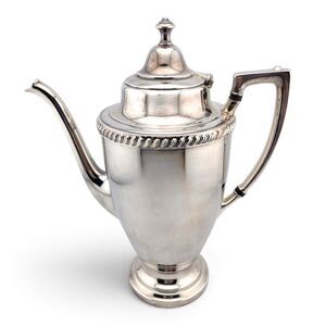 C.S Silver on Copper Coffee Pot Silver-plate Pedestal Hinged Lid 10 5/8"